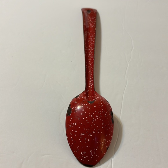 Vintage Red Graniteware Serving Spoon - Picture 5 of 6